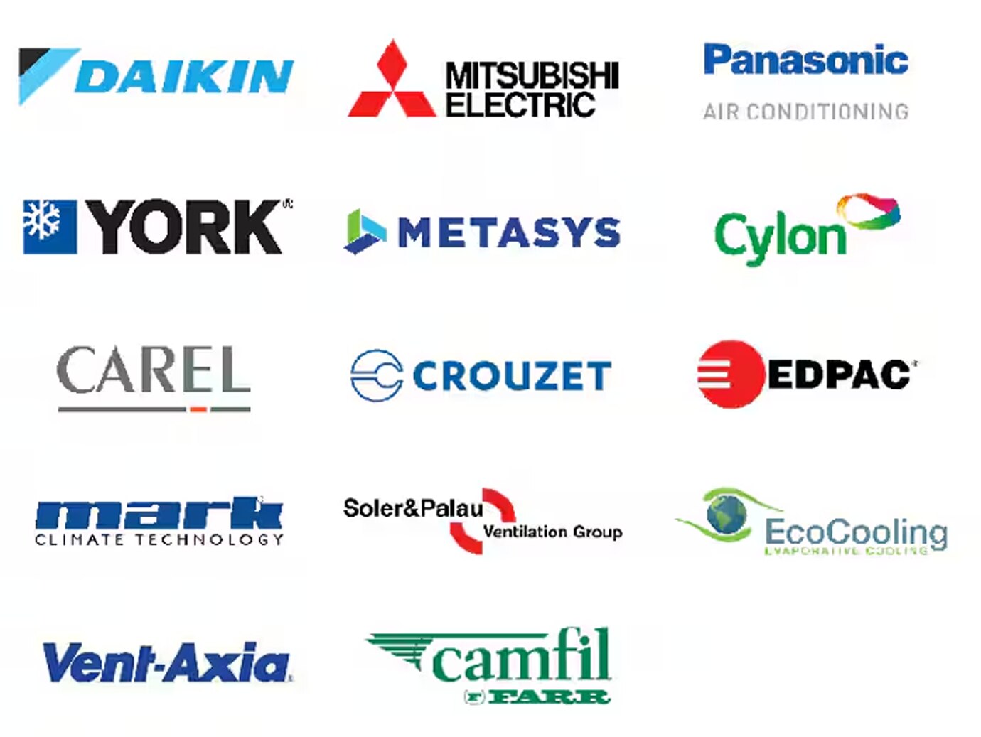 A collage of logos of various HVAC companies